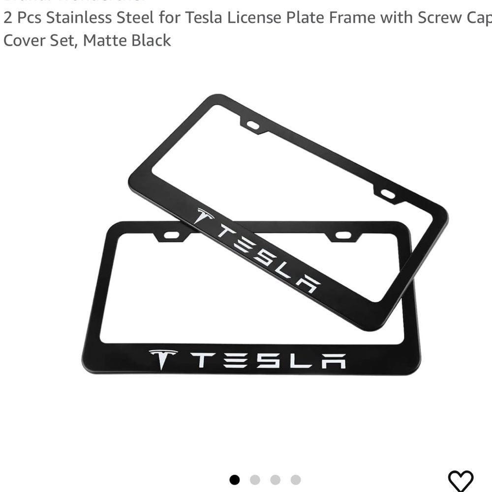 Tesla Matte Black License Plate Frame Set